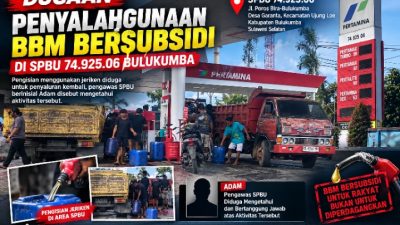 Dugaan Penyaluran BBM Secara Ilegal di SPBU 74.925.06, Ujung Loe Disorot, Pengisian Menggunakan Jeriken Jadi Pertanyaan.